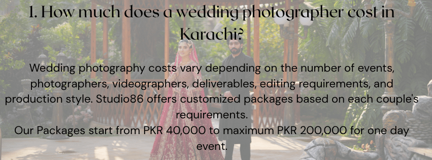 How much does a wedding photographer cost in Karachi